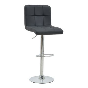 Scaun bar Remina inaltime ajustabila negru piele ecologica PU picior metalic cromat 44x44x112 cm