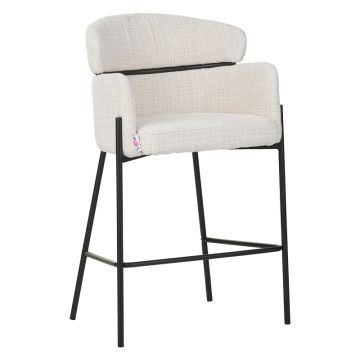 Scaun bar Tolerse tesatura bej picioare metal, negru, 55x60x97 cm