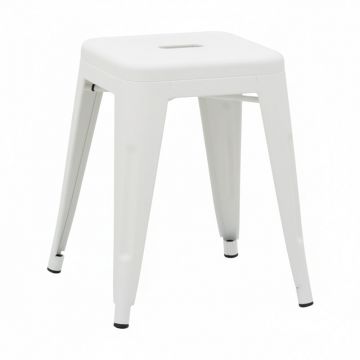 Scaun bar Utopia cu design simplu, Metal, Alb mat, 30x30x45 cm