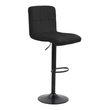 Scaun de bar ajustabil pe înaltime Remina, Catifea Neagra, Baza, Neagra Mata, 44x44x112 cm