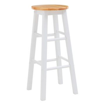 Scaun de bar alb/în culoare naturală din lemn de arbore de cauciuc (înălțime șezut 74 cm) Chester – Premier Housewares
