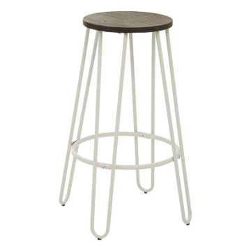 Scaun de bar alb/în culoare naturală din lemn de ulm (înălțime șezut 75 cm) District – Premier Housewares