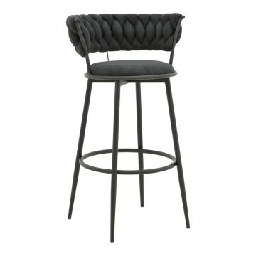 Scaun de Bar Alkia I textil, neagra, 50x56x95 cm - Negru