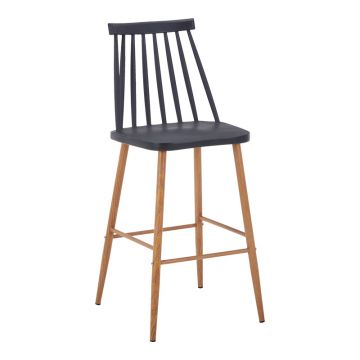 Scaun de bar Aurora I, Negru-Natural, 42x47x99 cm
