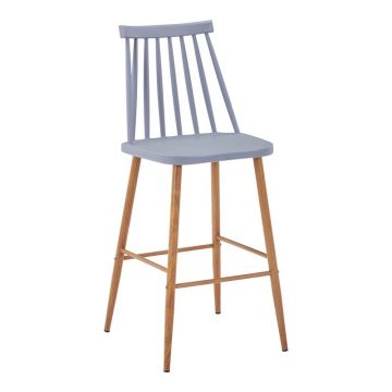Scaun de bar Aurora I, Pako World, PP, Gri--Natural, 42x47x99 cm