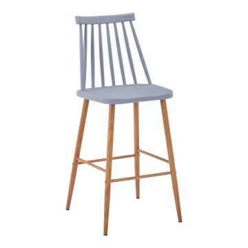 Scaun de bar Aurora I, polipropilena si metal, Diverse culori, 42x47x99 cm - Gri