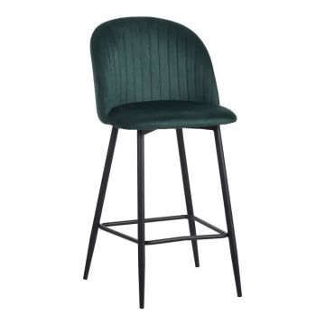 Scaun de bar Barow, Pako World, Verde inchis, 53x46x96 cm