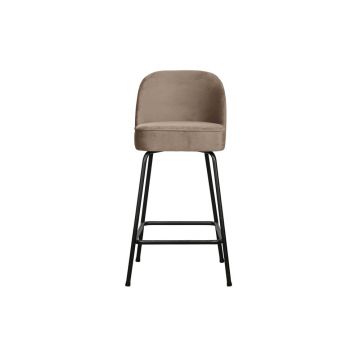 Scaun de bar bej din catifea (înălțime șezut 64 cm) Vogue – WOOOD