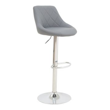 Scaun de bar Boronez reglabil pe inaltime baza Gri pu-crom 47x49x112 cm