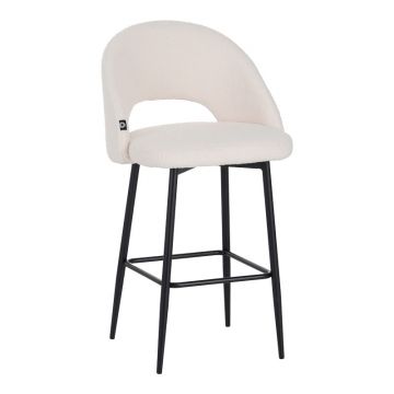 Scaun de bar bouclé alb Masebo, Bouclé, Negre, 48x52x97 cm - Alb