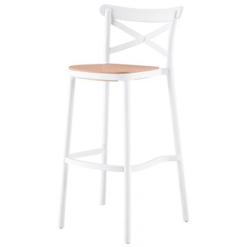 Scaun de bar BUMBAR  H76 CM - Alb