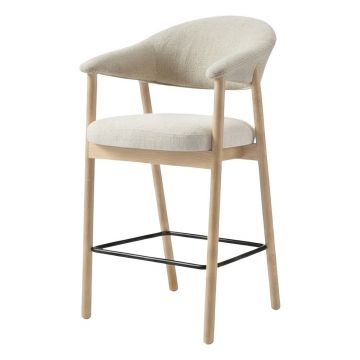 Scaun de bar crem/în culoare naturală cu cotiere tapițat (înălțime șezut 67 cm) Elk – Unique Furniture