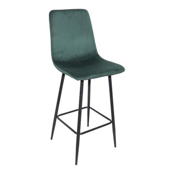 Scaun de bar cu functie ajustabila Grato, tesatura Verde Cipru/metal, Negru, 43x55x114 cm