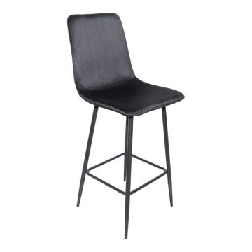 Scaun de bar cu functie de rotire, tesatura, neagra, 43x55x114 cm