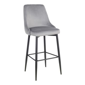 Scaun de bar cu functie eleganta Zedna, Catifea gri, 52x57x111 cm