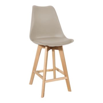 Scaun de bar cu reglare înălțime Gaston, Lemn, 49x56x112 cm, Cappuccino