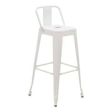 Scaun de bar cu spatar Utopia metal, alb, 42x42x97 cm - Alb