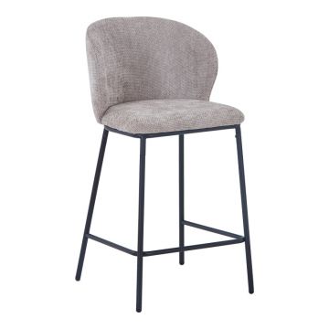 Scaun de bar cu tapițerie bej, Karg, Textil/Metal, 49x46x93 cm