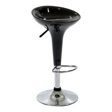 Scaun de bar Felice reglabil pe inaltime baza, negru-crom, 40x43x84 cm