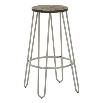 Scaun de bar gri/în culoare naturală închisă din lemn de ulm (înălțime șezut 75 cm) District – Premier Housewares