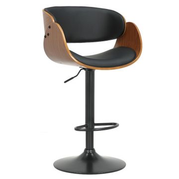 Scaun de bar, inaltime ajustabila, Model Hadley, Nuc/Negru, 54x59x113 cm