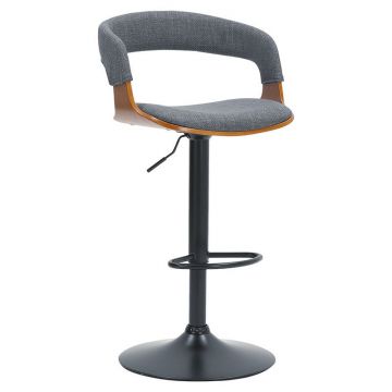 Scaun de bar, inaltime ajustabila,, Model Zero, Gri/Nuc, 50x48x109 cm