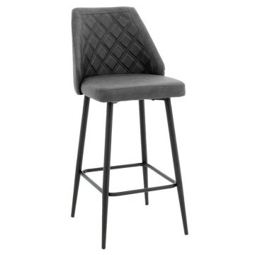 Scaun de bar Inflame inaltime piele ecologica antracit - metal negru