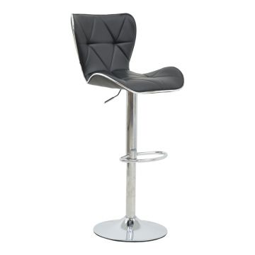Scaun de bar Jorine reglabil pe inaltime, baza pu-crom, Alb - Negru, 53x44x114 cm - Negru