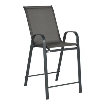 Scaun de bar mediu Calan, metal si textilena, Gri inchis - Maro inchis - Maro deschis, 55x70x114 cm - Gri inchis