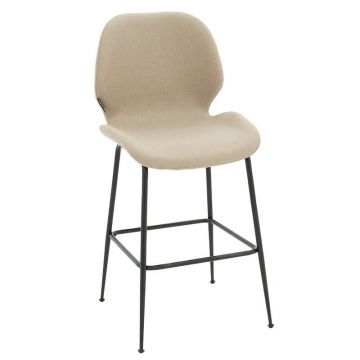 Scaun de bar Model Impel, Negru/Bej, 48x61x103 cm