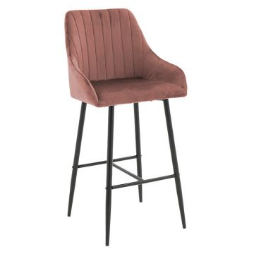 Scaun de bar Model Patrin, Roz pudrat/Negru, 49x48x98 cm