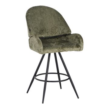 Scaun de bar Morea, Verde, 55x66x107 cm - Negru