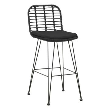 Scaun de bar Naoki, Negru - Natural, 46x56x110 cm