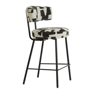 Scaun de bar negru/crem tapițat Harvie – Light & Living