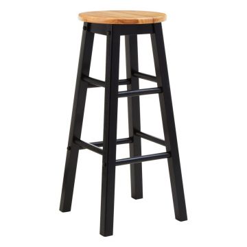 Scaun de bar negru/în culoare naturală din lemn de arbore de cauciuc (înălțime șezut 74 cm) Chester – Premier Housewares