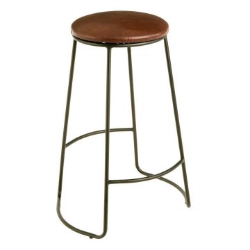 Scaun de bar negru/maro tapițat (înălțime șezut 64 cm) Brixton – Premier Housewares