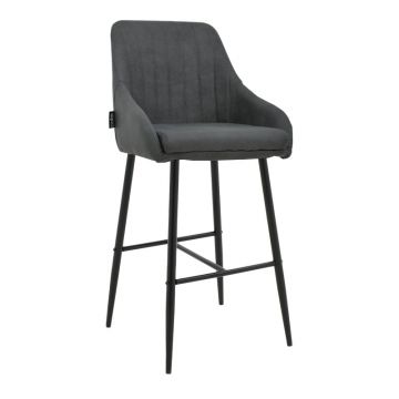 Scaun de bar Patrin picior -metal, Gri inchis neagra, 49x48x98 cm - Gri