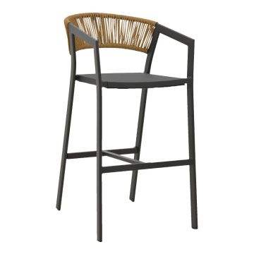 Scaun de bar Phoenix, Alb - Gri inchis, 53x58x103 cm - Gri inchis