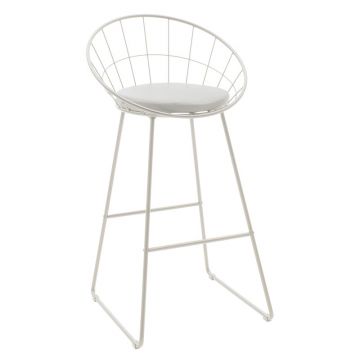 Scaun de bar Seth, Negru - Alb, 52x52x99 cm - Alb