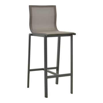 Scaun de bar stivuibil Melina, aluminiu, textil, gri, 57x52x106 cm