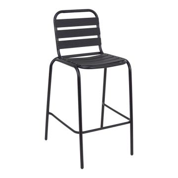 Scaun de bar Sussie metal negru cu lamele din aluminiu, 58x58x111 cm - Negru