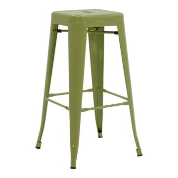 Scaun de bar Utopia, Metal, Verde Oliv, 42x42x76 cm