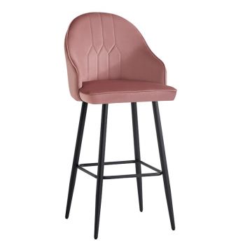 Scaun de bar Velva catifeaa marului putred, Roz, 49x63x102 cm