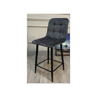 Scaun de bar Velvet, catifea premium cu structură metalică, 45x47x88 cm, gri