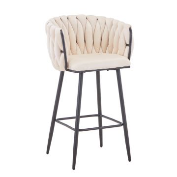 Scaun de bar Vivian bej catifea, 57x50x100 cm