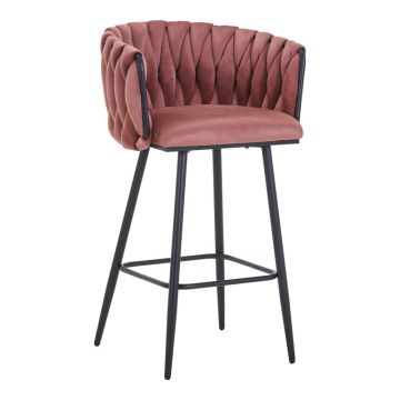 Scaun de bar Vivian, catifea si metal, 57x50x100 cm