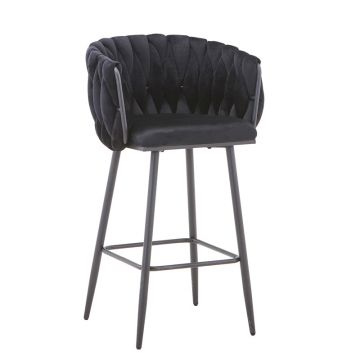 Scaun de bar Vivian negru catifea, 57x50x100 cm