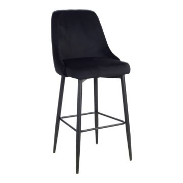 Scaun de bar Zedna, Pako World, Catifea Negru, 52x57x111 cm
