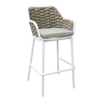 Scaun e bar Zuki, Alb, 55x54x109 cm