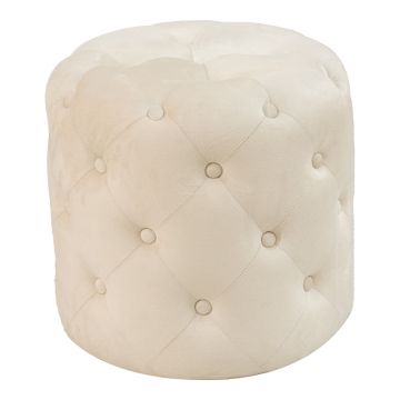 Scaun puf Seval crem catifea, D49x47 cm